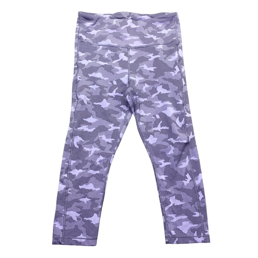 Athleta Ultimate Stash Pocket Texture‎ Camo Capri Purple Leggings Medium Grunge